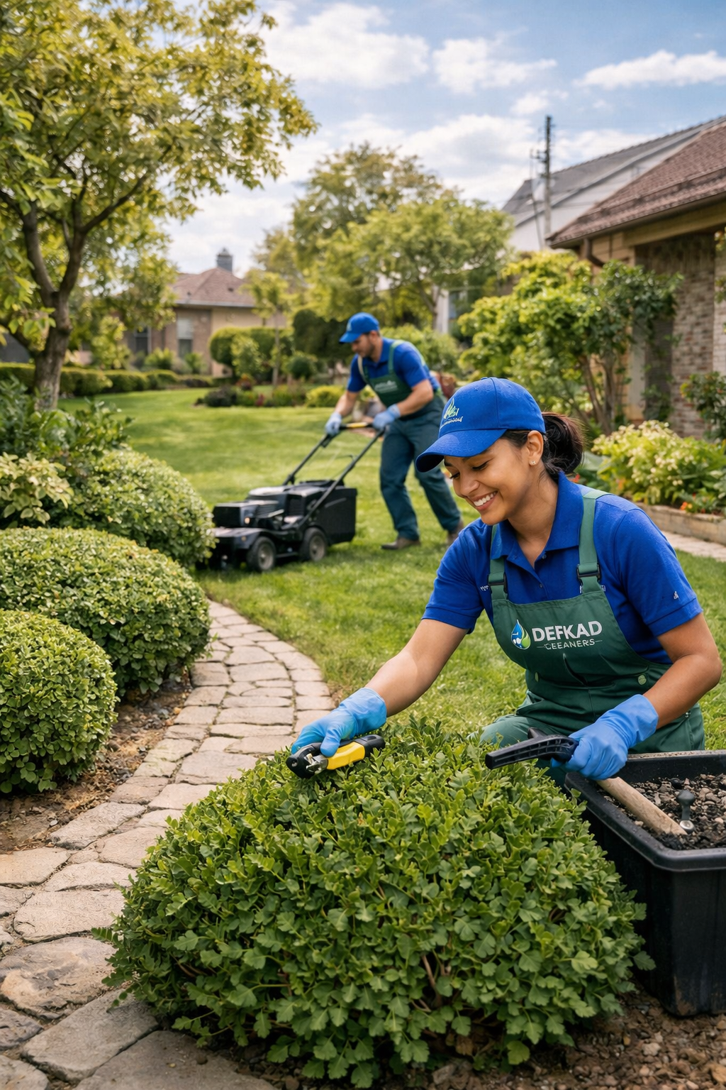 Landscaping Crew In The Garden