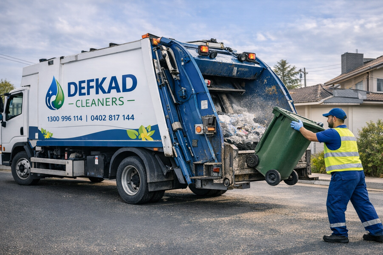 Waste Management Truck And Worker